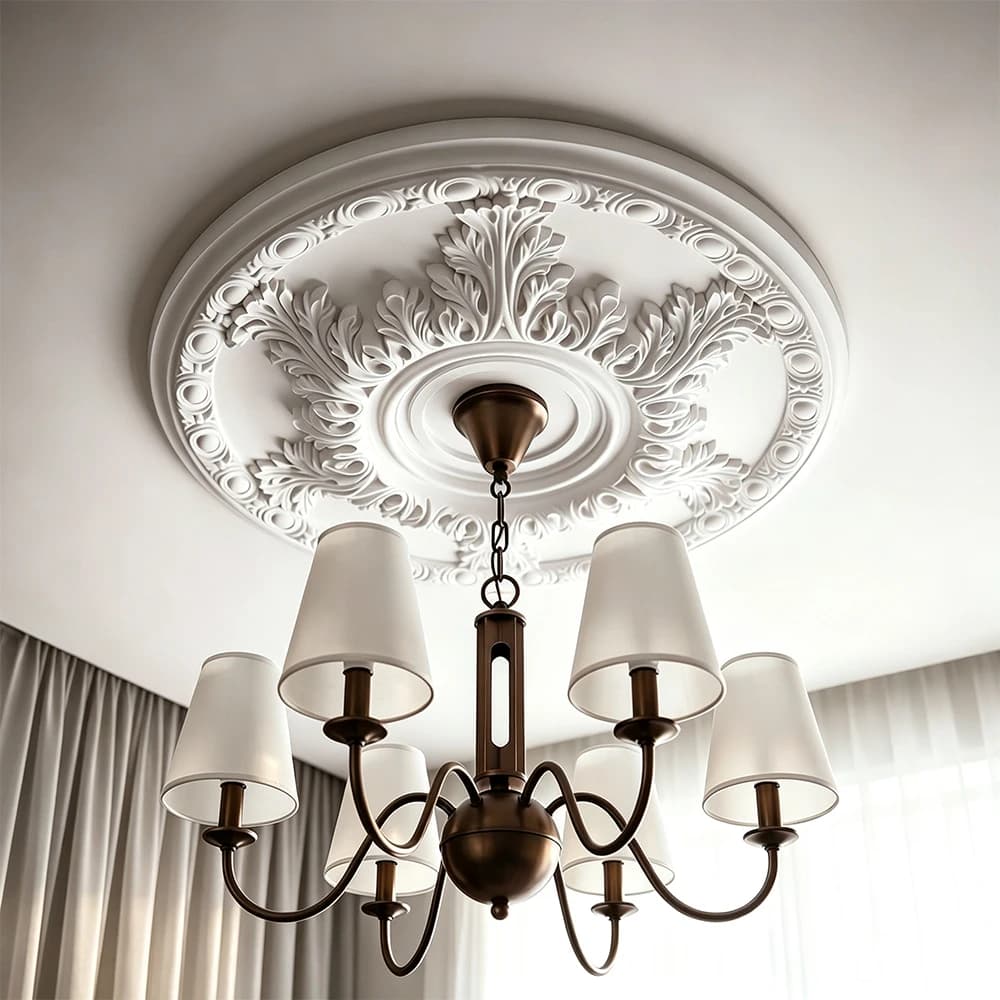 PU Ceiling Medallion Paintable Lightweight Decorative Rosette for Chandelier Ceiling Fan Light Fixture Home Ceiling Ornament