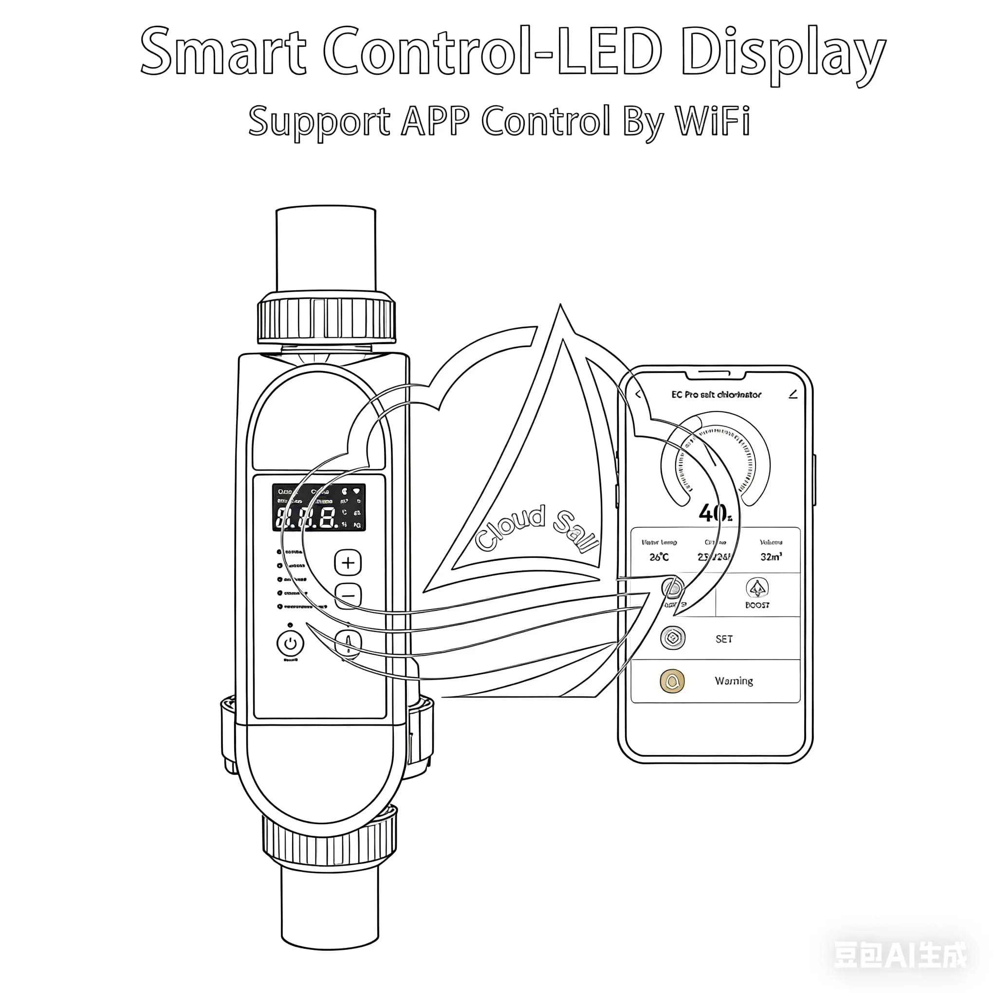 Smart Pool Salt Chlorine Generator Electrolyzer Mobile APP Controlled Automatic Home Gym Swimming Pool Chlorinator