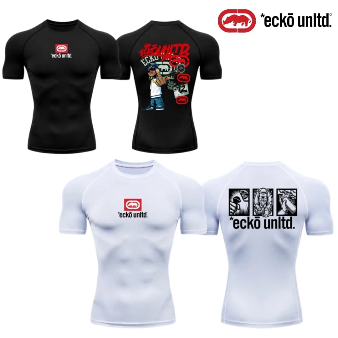 2026 American Trendy Ecko Unlimited Rhino Fitness Shirt Black, White, Red, Grey Gym, Cycling, Hip Hop, Close fitting, Hip Hop St