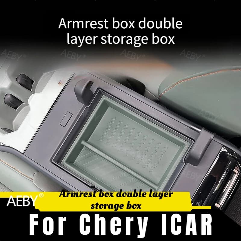 For Chery ICAR Center console storage box tray mobile phone holder double layer,Armrest box double layer storage box,interior