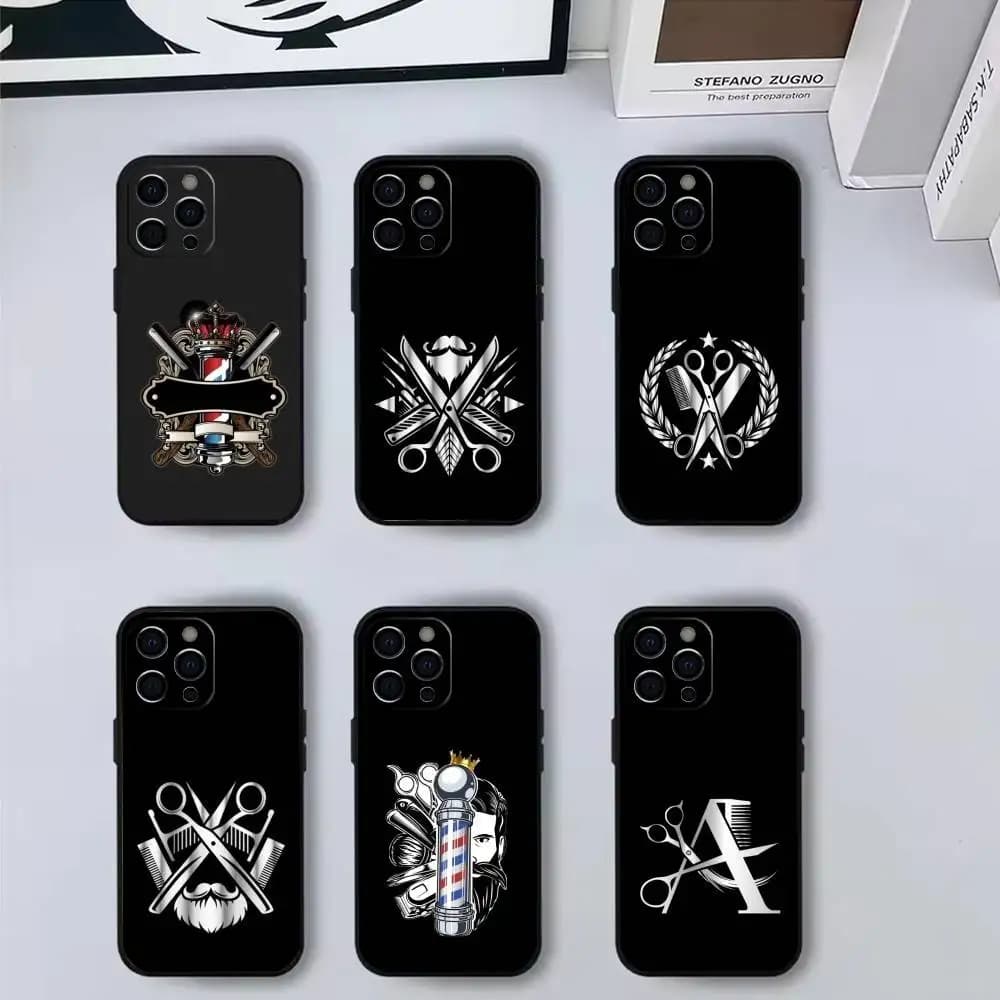 B-Barber Shop H-hair style tools Phone Case  For iPhone17,16,15,14,13,12,11 Plus,Pro Max Soft Black Cover