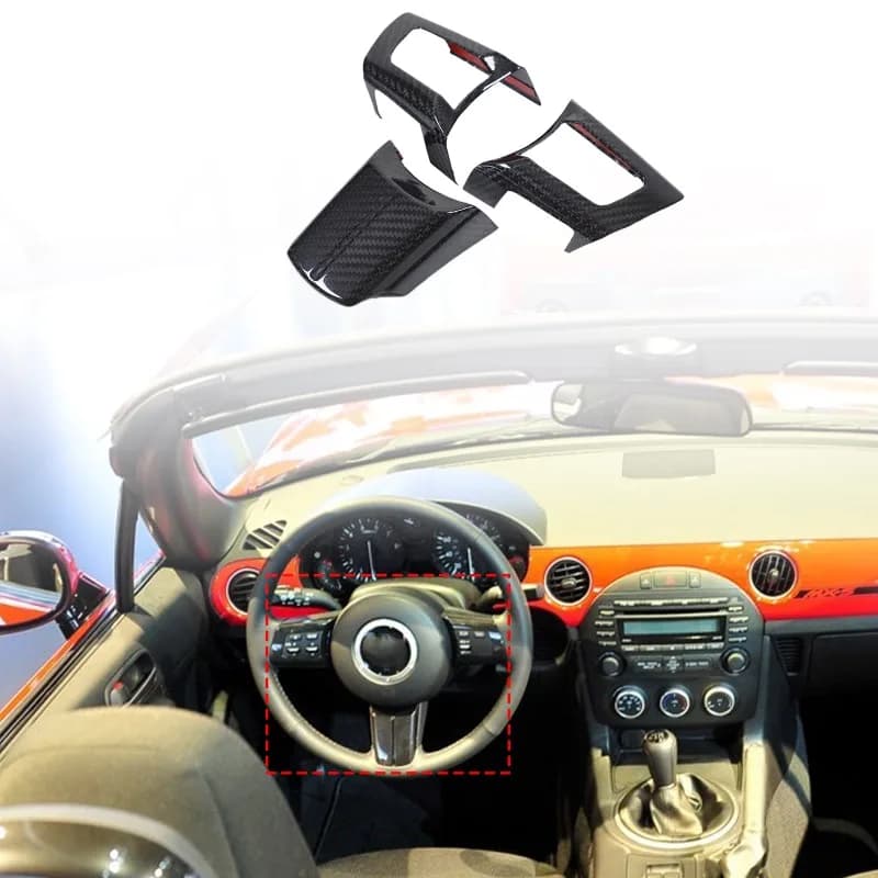 Steering Wheel Decorative Frame Panel Cover Trim Stickers For Mazda MX-5 2009 2010 2011 2012 2013 2014  Car Interior Accessories