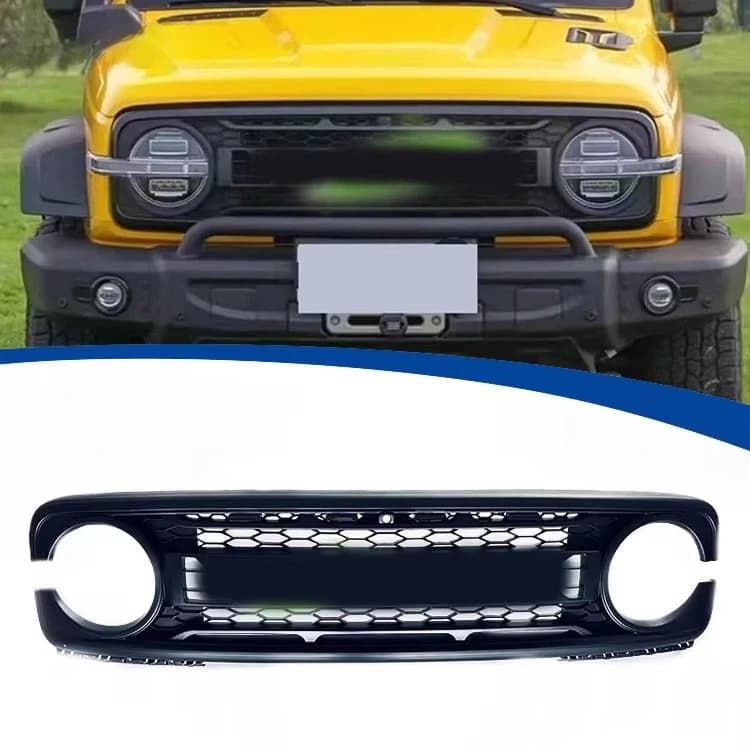Black ABS Car Accessories Body Kits Front Bumper Mesh Grills Grille Parrilla for GWM Great Wall Motor Wey Tank 300 2020-2025