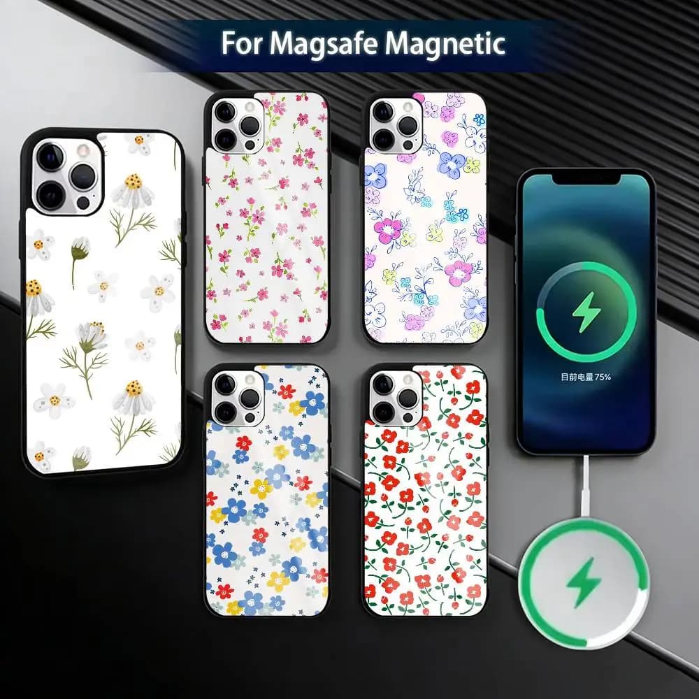 Small F-Flowers   Phone Case For iPhone17,16,15,14,13,12,11 Plus,Pro Magnetic For Magsafe Wireless Charging