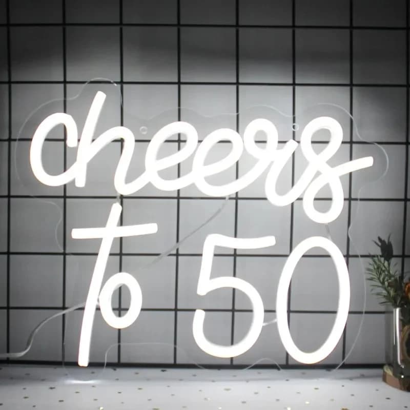 Cheers To 50 Neon Sign Happy 50th Birthday Neon Signs LED Light for Bedroom Birthday Wedding Party Wall Art Decor Signs