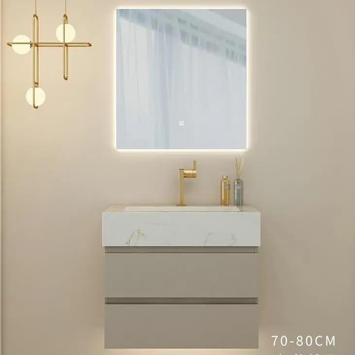 White modern hotel bathroom sink wall mounted stone vanity basin