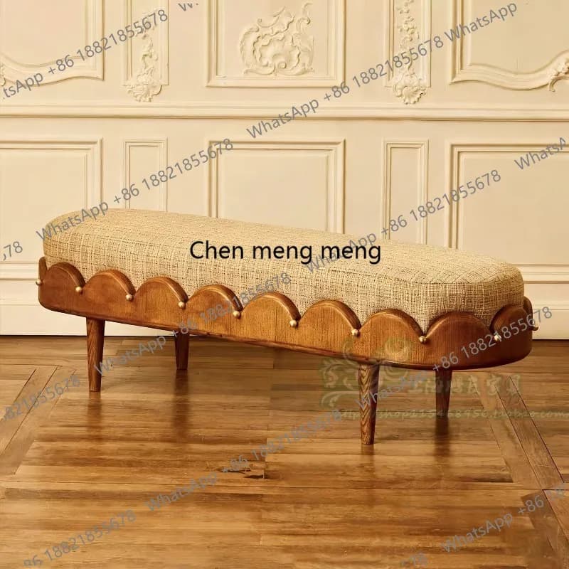 Medieval solid wood sofa stool living room bedroom casual shoe change low stool bench
