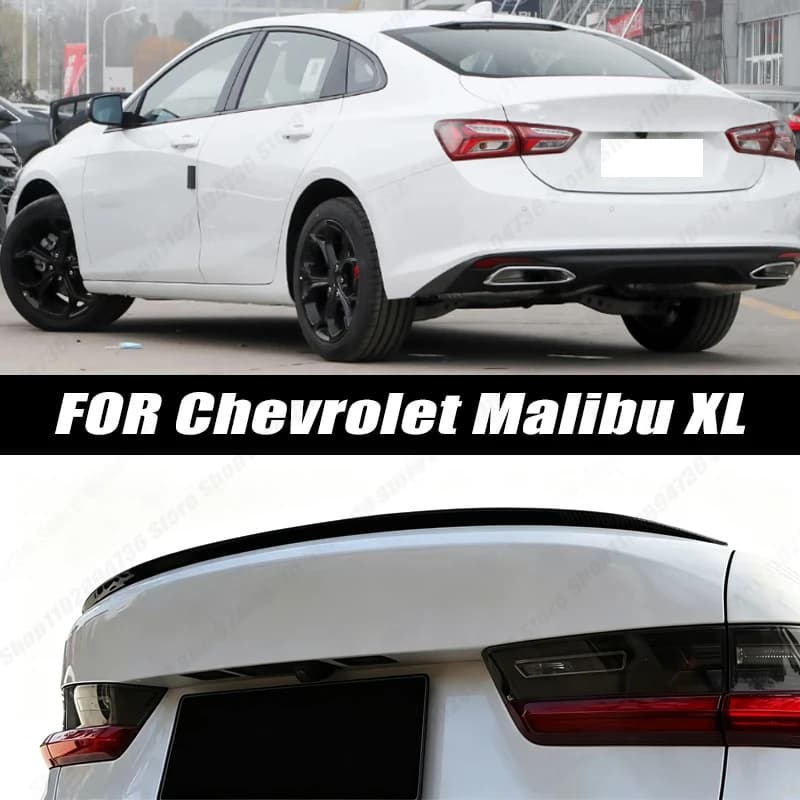 120CM Glossy Black Soft Rubber Universal Rear Trunk Spoiler 5D Carbon Look Tail Wing Fit For Chevrolet Malibu XL Car Accessories