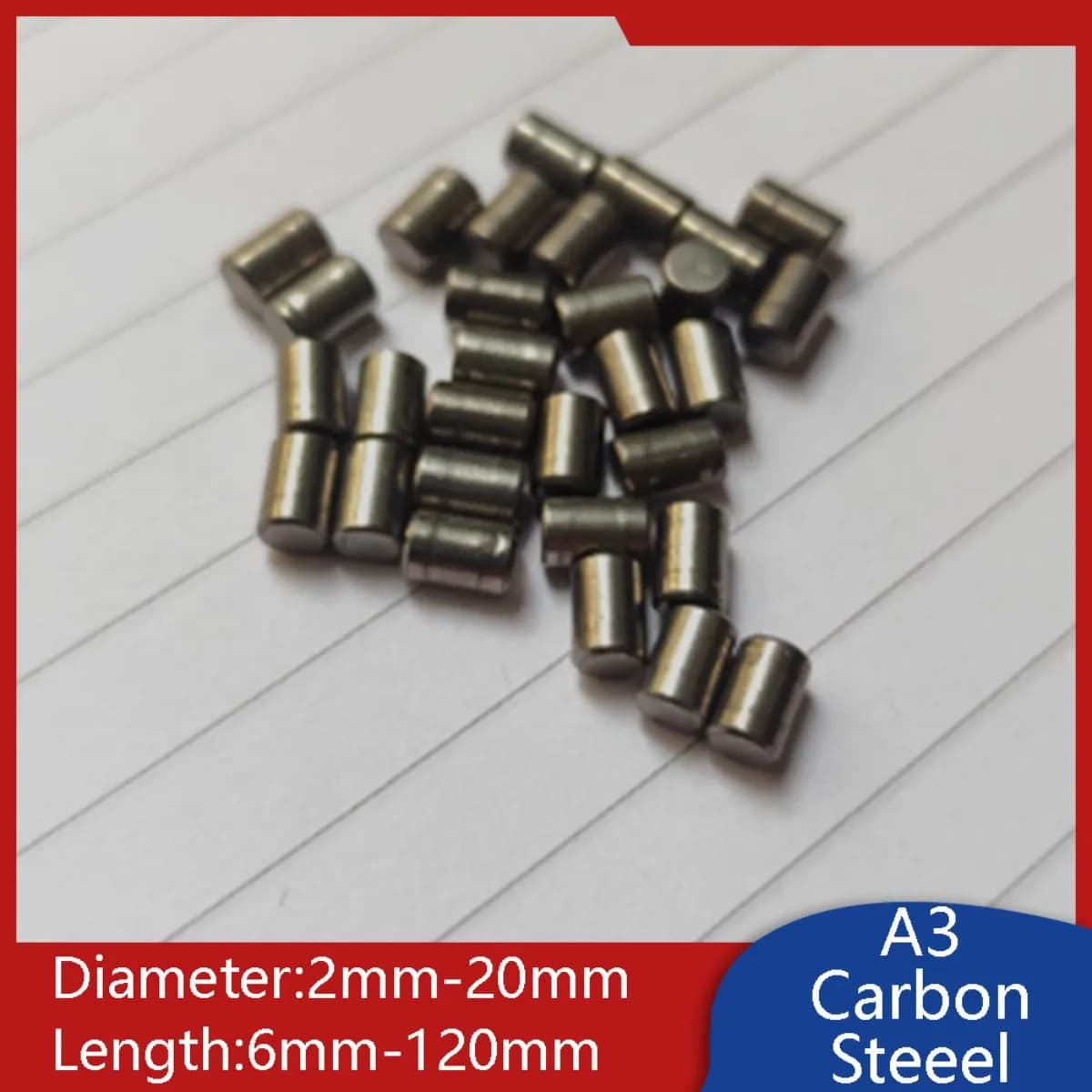 A3 Carbon Steel Pin Solid Metal Short Cylindrical Bar Mini Rod Round Bars Pins 2mm-20mm Diameter 6mm-120mm Length