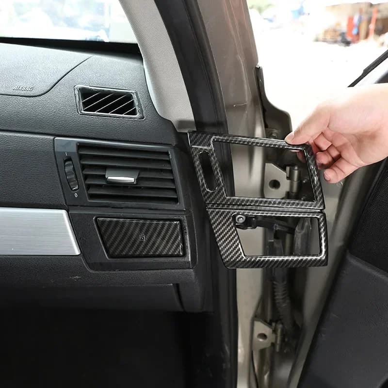 For BMW X3 E83 2006-2010 ABS Silver/Carbon Fiber Car Side Air Conditioning Vent Outlet Cover Trim Stickers Car Accessories