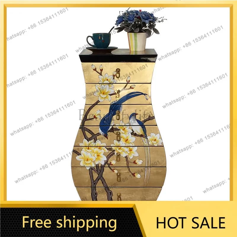 XX. New Chinese chest cabinet living room decoration classical painted sofa side cabinet