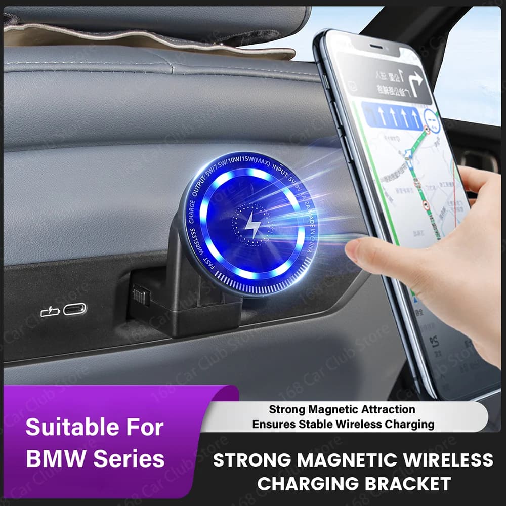 For BMW X 5 Series G60 Bracket Trim Auto Mount Car Accessories Rear Seat Mobile Phone Charging Stand Magnetic Pad Phone Holder