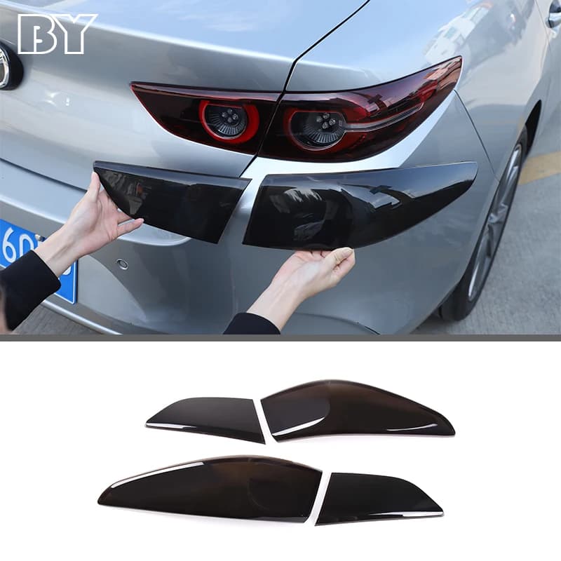 Smoky Black Exterior Rear Lamp Hoods Tail Lights Cover For Mazda 3 BP 2020-2021 Auto Accessories（For Sedan Version）
