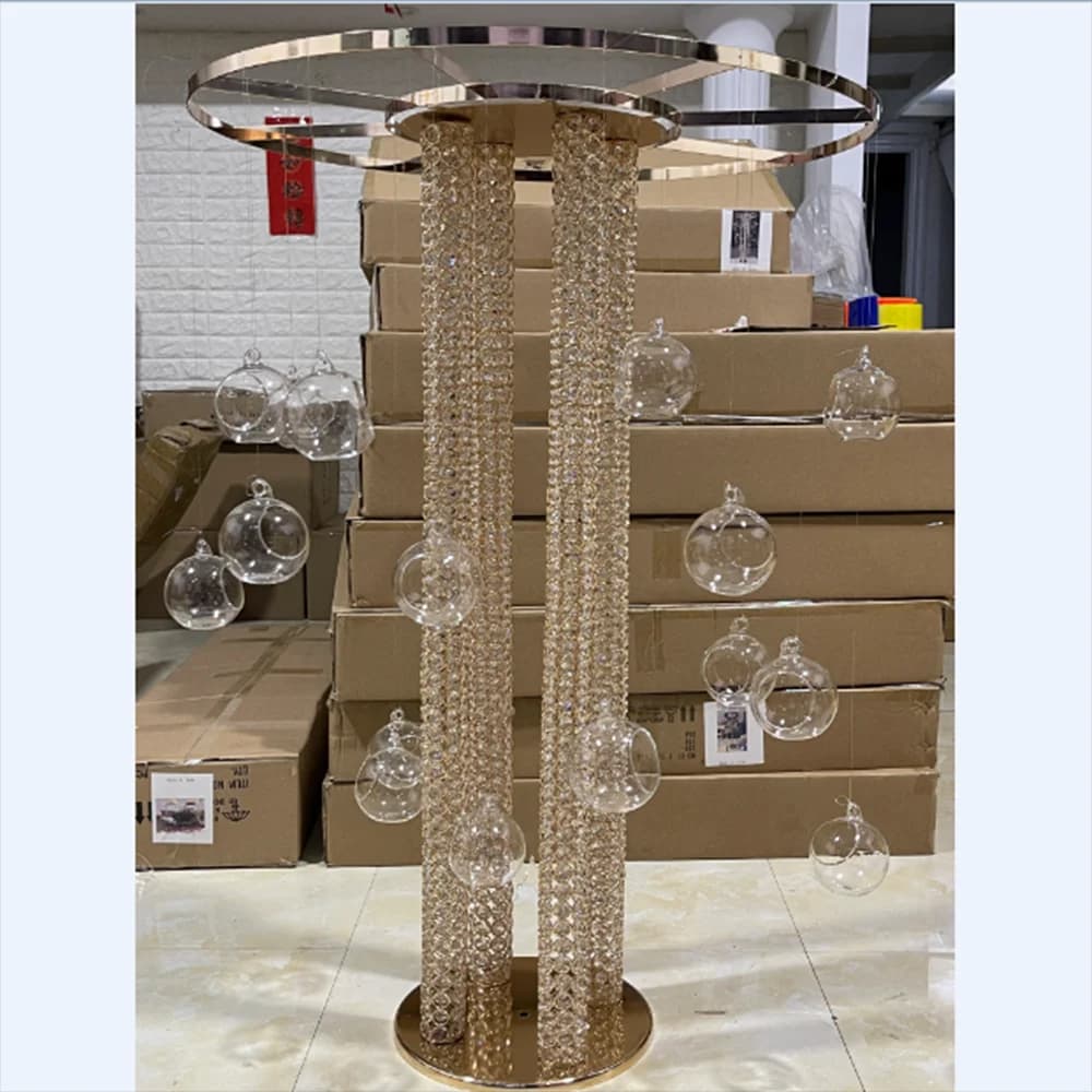 Wedding Crystal Centerpiece With Clear Acrylic Ball Metal Gold Center Piece For Sales