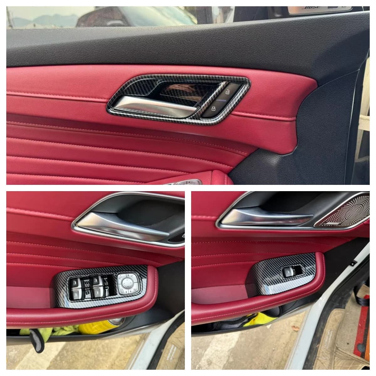For MG HS 2018 - 2024 ABS Carbon Fiber Inner Door Handle Bowl Glass switch Frame Cover Trims Car Styling Accessories
