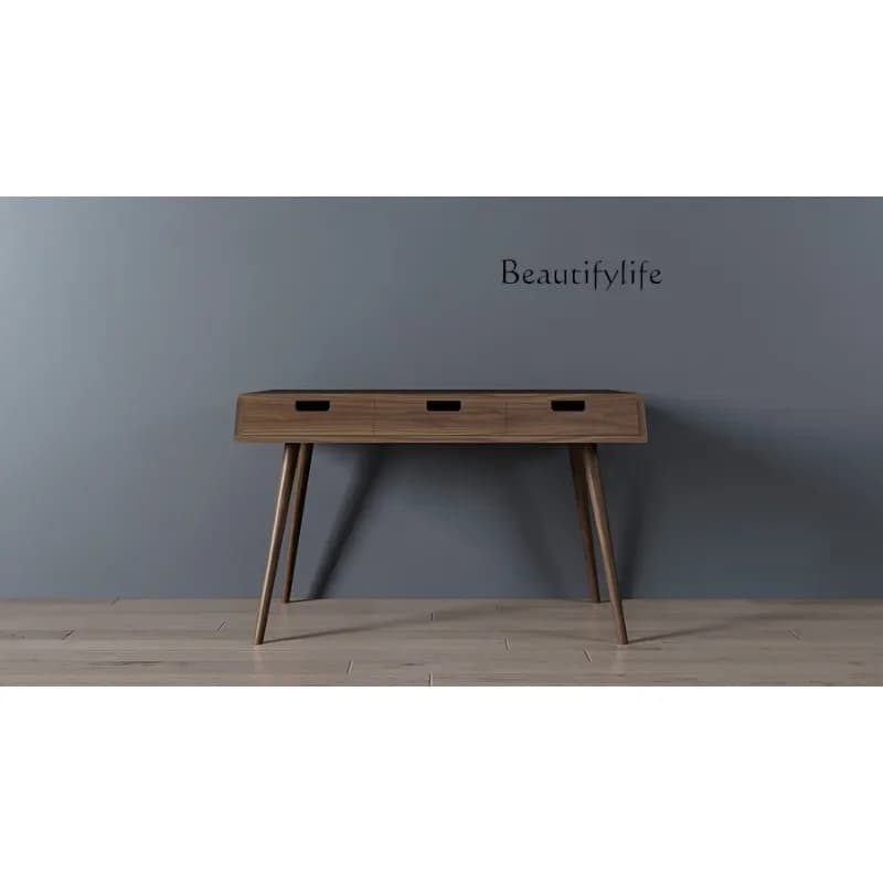 M Modern Simple Black Walnut Desk Solid Wood Design Storage Drawer Study Writing Work Table