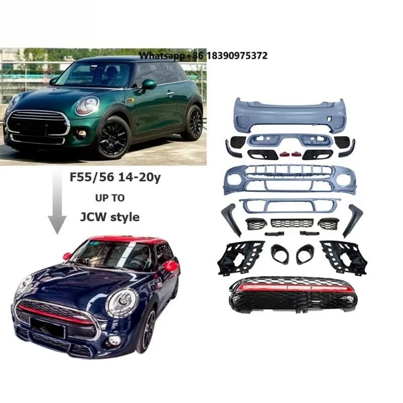 Body Kit Fit for MIN F55 F56 14-20 Year Upgrade to JCW Style PP Material Car Bumpers Grille Car Accessories Auto Tuning Parts
