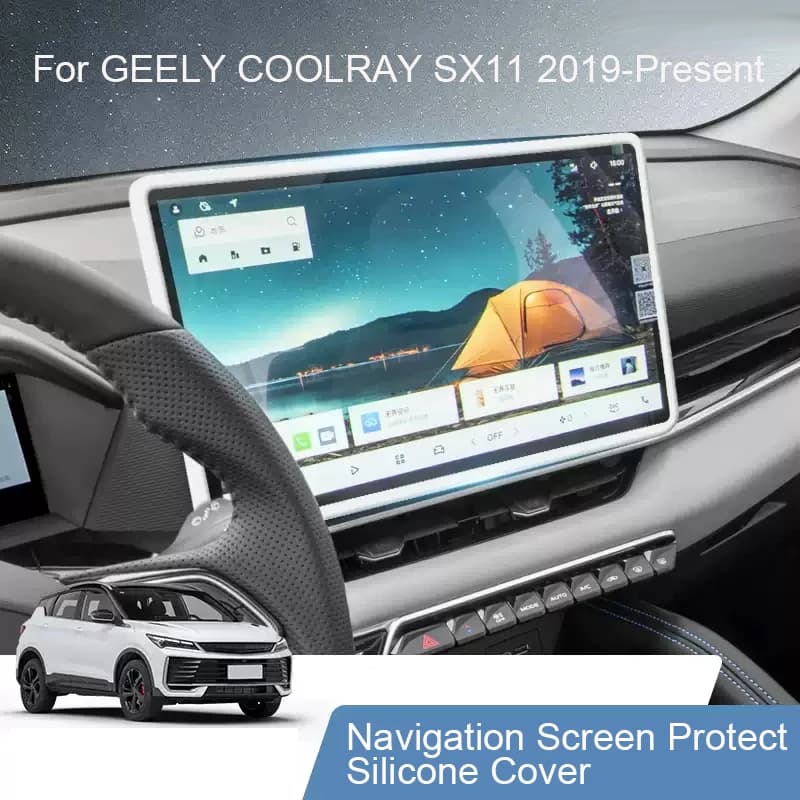 14.6" 8" Car Navigation Screen Protective Silicone Cover For GEELY COOLRAY SX11 2019-Present Auto Inner Mirror Protect Cover