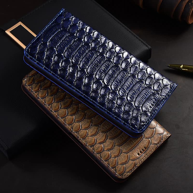 Python Pattern Genuine Leather Flip Case For Tecno Camon 17 18 18P 19 20 20S 30 30S 40 50 Pro Premier Neo Ultra4G 5G Cover Cases