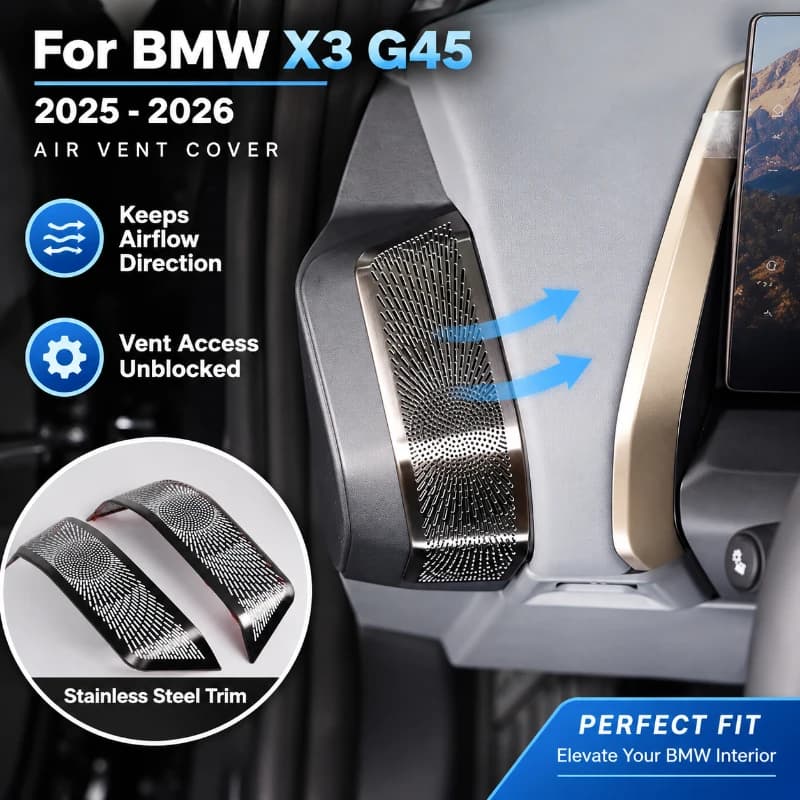 For BMW X3 G45 2025-2026 Stainless Steel Black Car Dashboard Air Conditioning Side Vent Cover Trim Interior Car Accessories