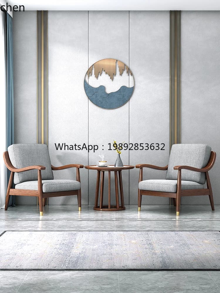 solid wood single sofa chair living room walnut lazy sofa single chair