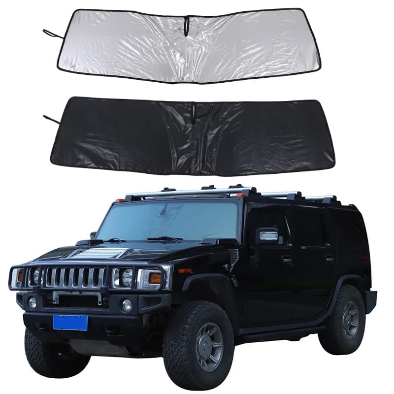 For Hummer H2 2003-2009 front glass sunshade front glass anti-UV sun protection car tools accessories Black/Sliver