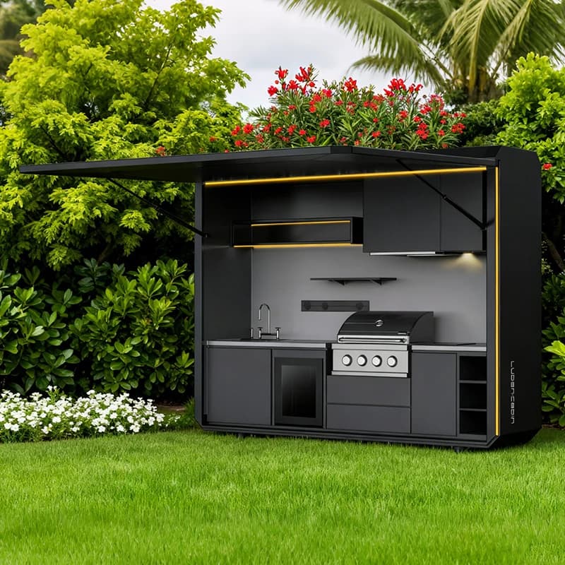 Custom Premium Waterproof Outdoor Kitchen, Modern Camping Outdoor Cooking Station for Backyard Campsite Use