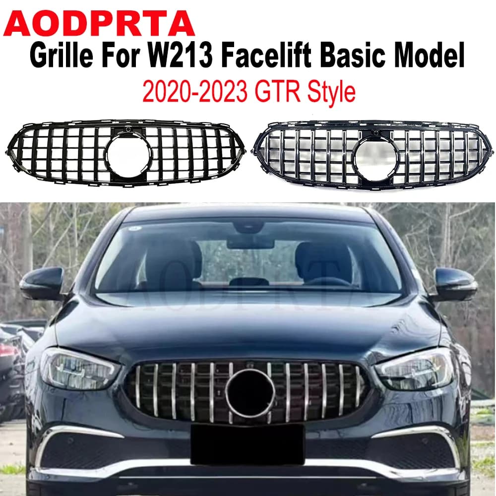 GTR GT Style Front Bumper Mesh Hood Grille Grill For Mercedes Benz E Class W213 Facelift Basic Model 2020-2023 E300