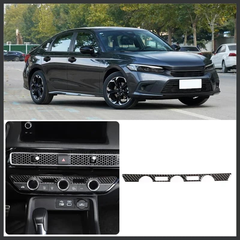 For Honda Civic 2022 Car Styling Soft Carbon Fiber Air Conditioning Switch Sticker Set of Car Interior Modification Accessories