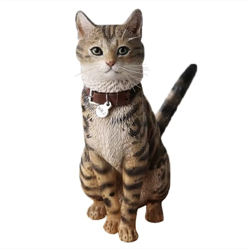 Resin simulation domestic cat orange civet flower three-flower ornament mini life home black-footed cat figure