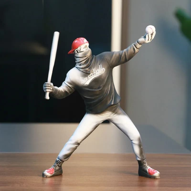 Banksy Ornaments for Playing Baseball, Resin Art Figures, Home Decor, Aesthetic Decorations, Small Decorative Statues