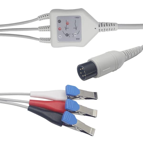 Contec C80Vet Universal 6-Pin Vet 3/5 Lead ECG Cable with Flat Clip Connection