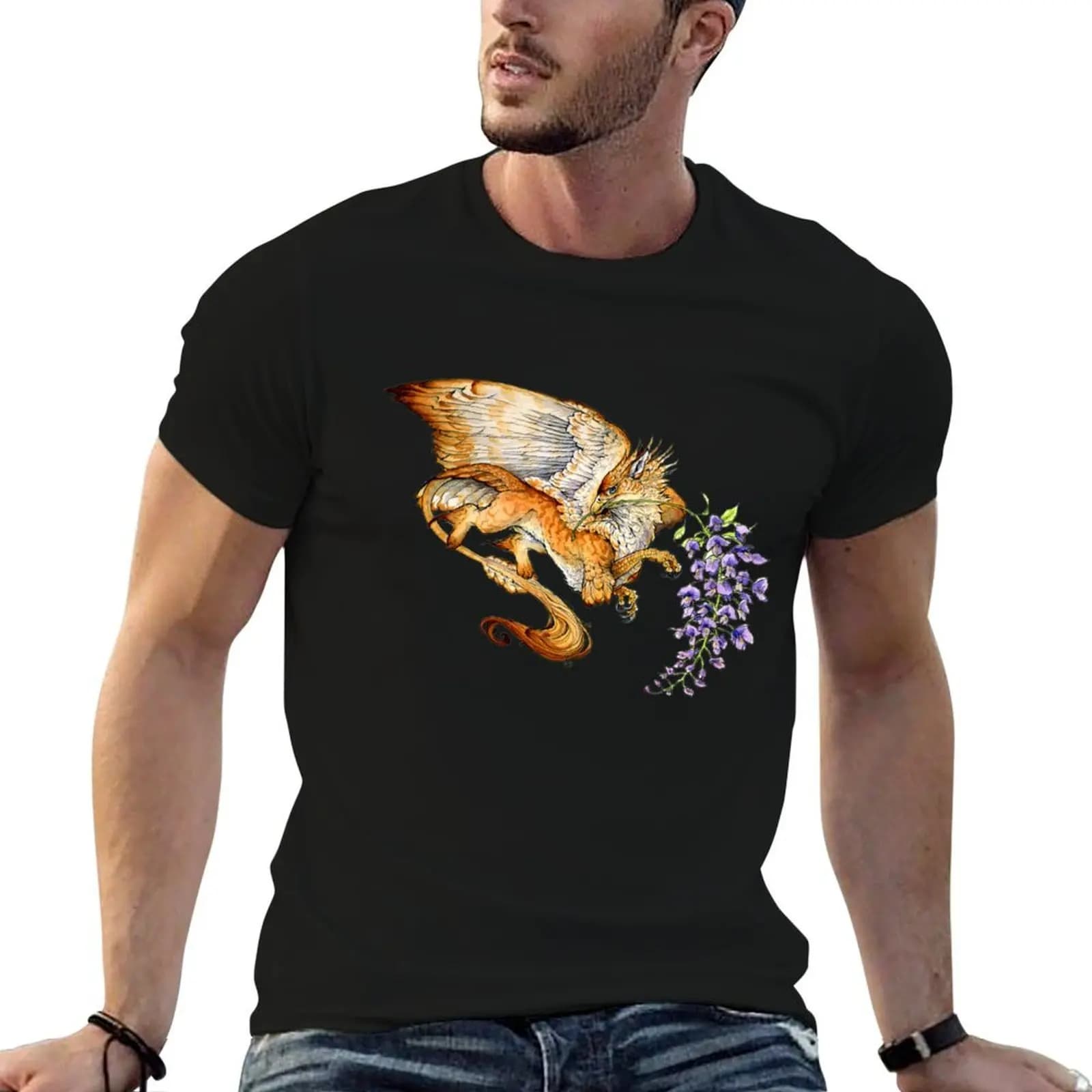 Wisteria Gryphon T-Shirt vintage clothes oversize t-shirts man designer t shirt men