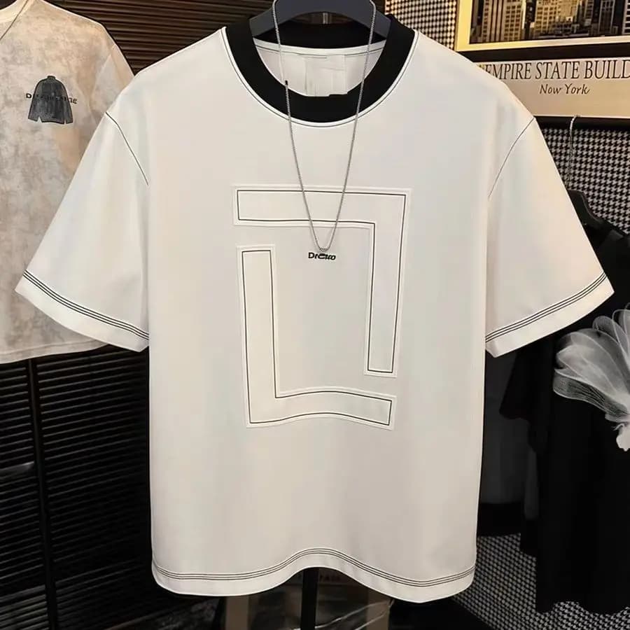 Men's Clothing Summer Men's Personalized Round Neck Simple Luxury Breathable T-Shirt Comfortable Lightweight Custom Design