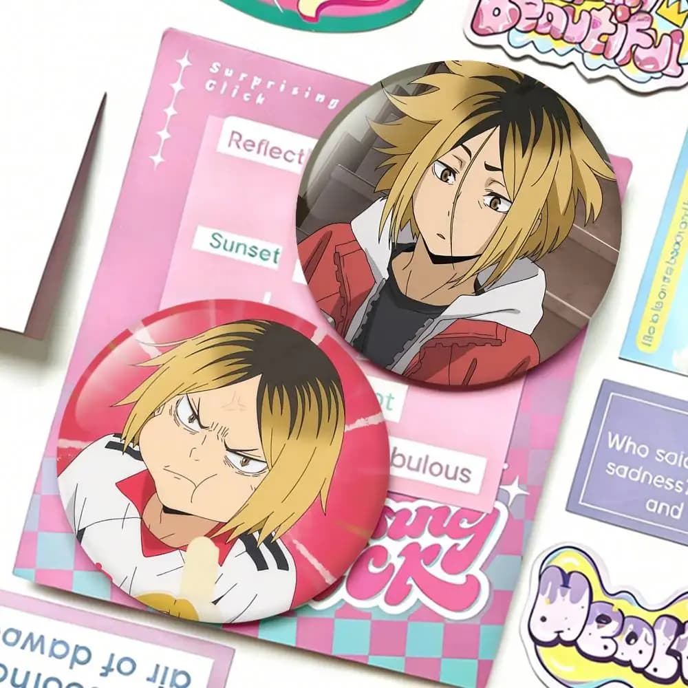 K-Kenma K-Kozume Badge Anime H-Haikyuu Laser Badge Applicable For Backpack Clothes Hats Decor Creative Accessories