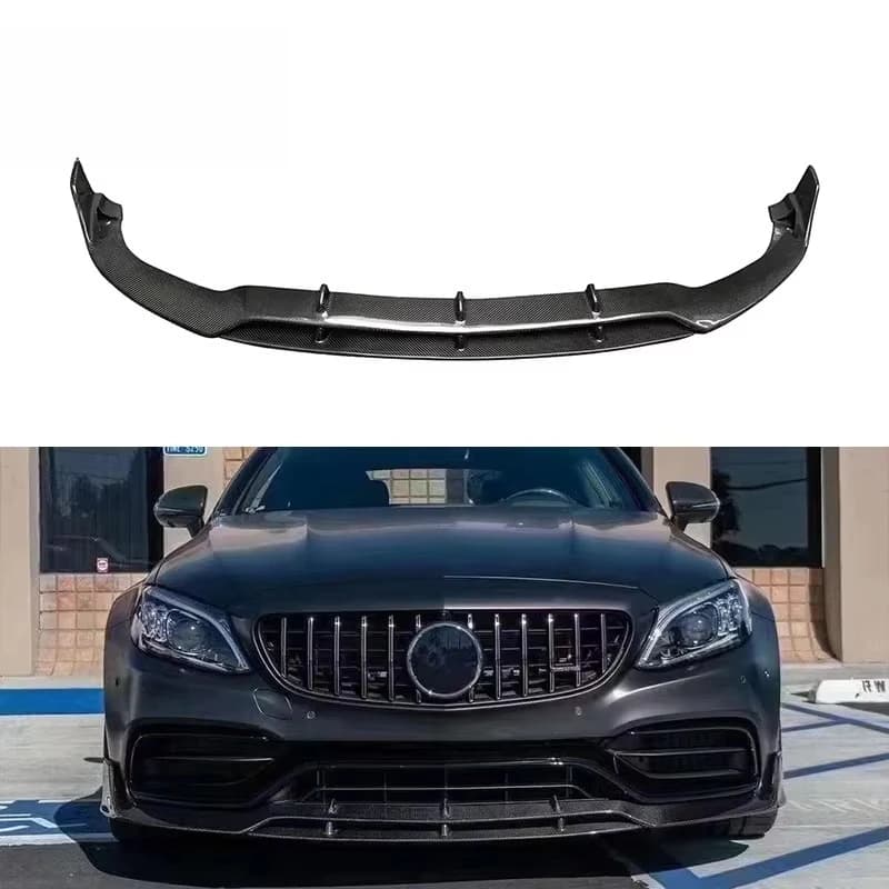 BS Style Carbon Fiber Front Lip for Mercedes-Benz C-Class W205 C63 2015-2021 Front Splitter Car Bumpers Auto Parts Accessories