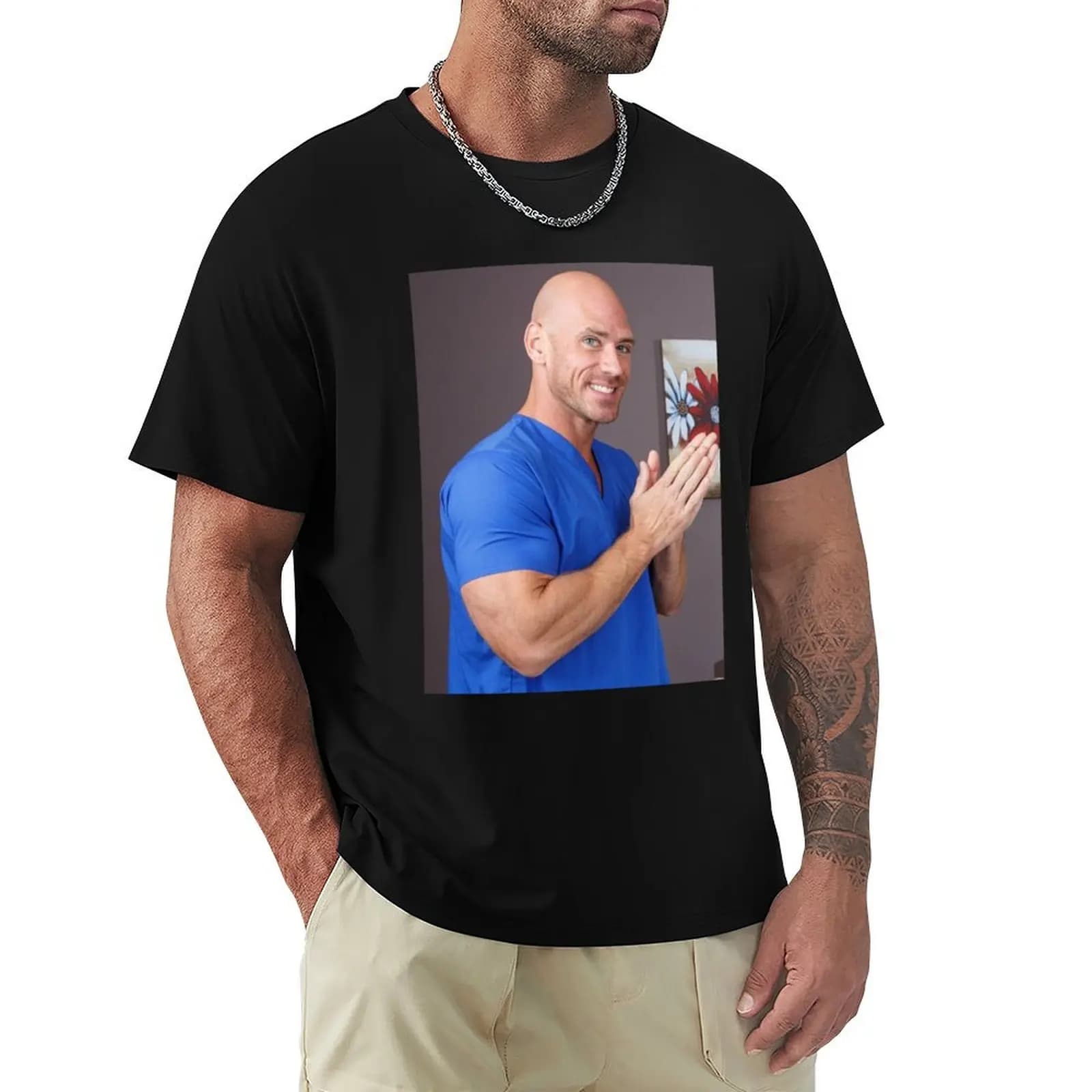 johnny sins doctorr T-Shirt custom t shirt Funny t-shirt blue archive funny costumes mens tall t shirts