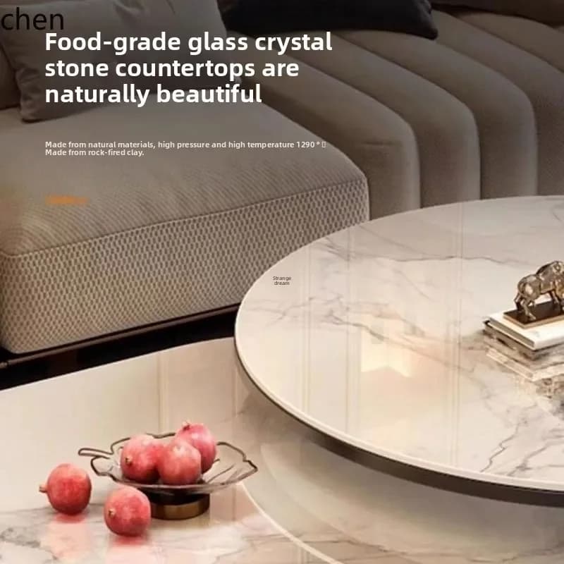 DSA Rock Slab Coffee Table Living Room Simple Tea Table Oval Coffee Table