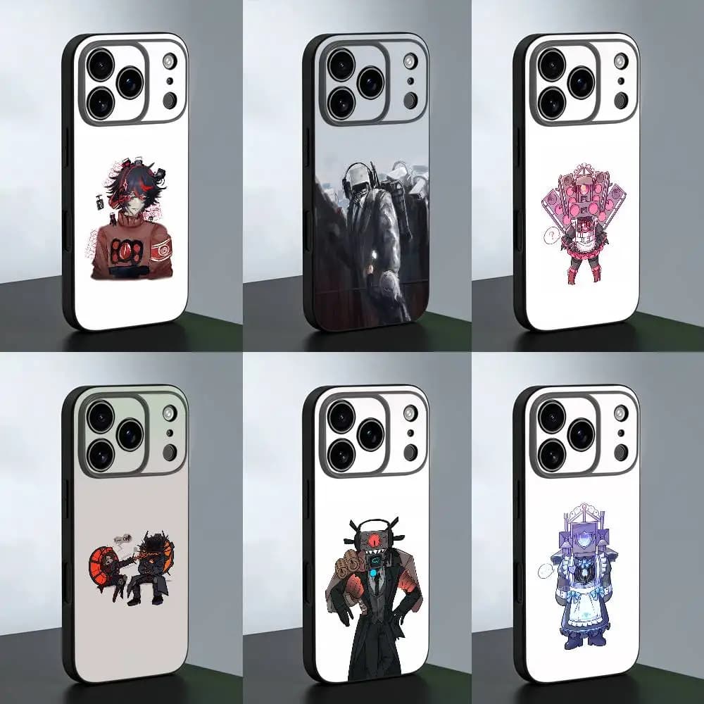 For Skibidi Toilet Cameraman TV Man Phone Case For iPhone 14 16 12 15 13 17 11 E Plus Air Mini Pro Max Black Custom Cover