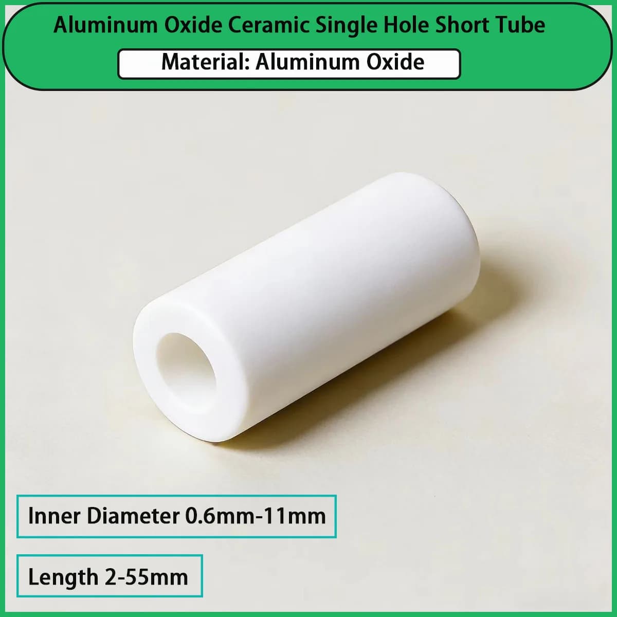 Inner diameter 0.6mm-11mm alumina ceramic single hole short tube used in electronics, chemical, textile, etc