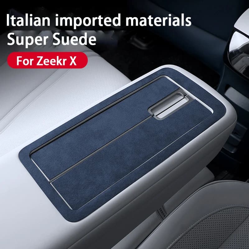 For Zeekr X 2023 2024 Car Interior Styling Rear Armrest Handrail Panel Super Suede Trim Cover Sticker Protecting  Accessories