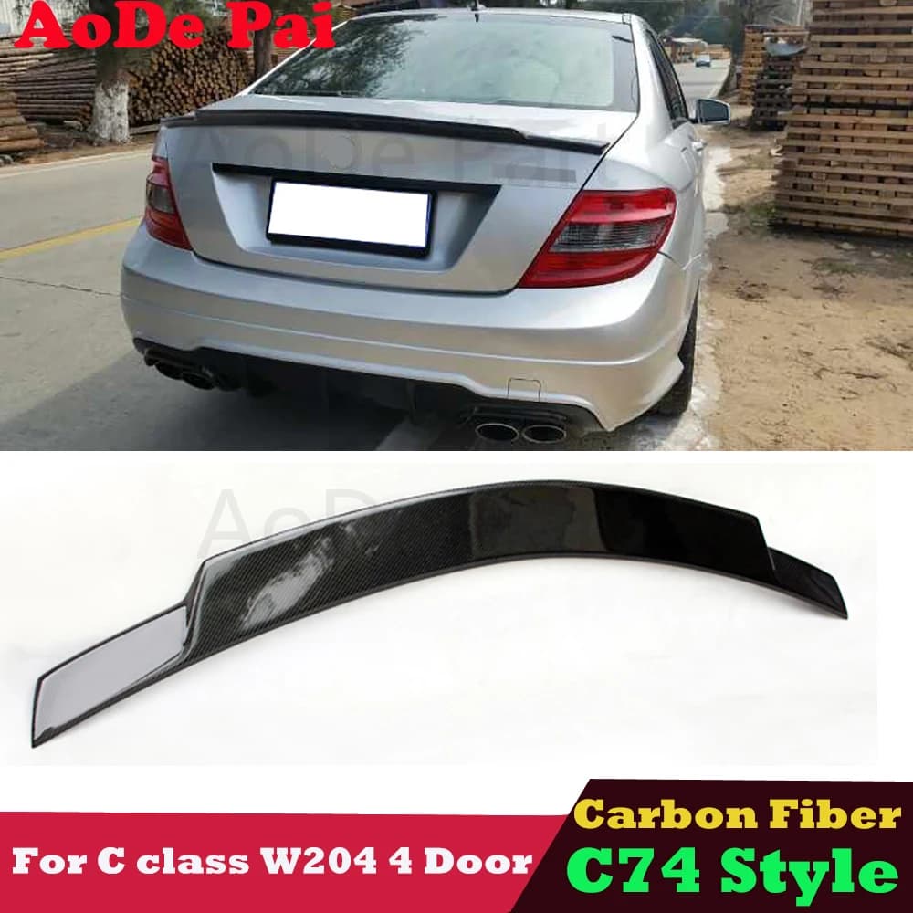 C74 Style Real Carbon Fiber Rear Boot Trunk Wings Spoiler Ducktail for Mercedes C Class W204 Sedan 2007-2014 C180 C200