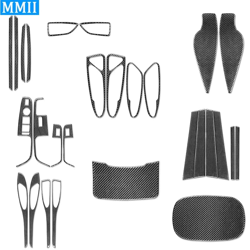For Alfa Romeo Stelvio 2016-2022 Carbon Fiber B-Pillar Door Sill Handle Storage Box Cover Trim Car Interior Accessories Sticker