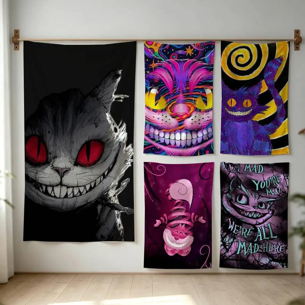 Cool C-Cheshire C-Cat Flag Digital Printing Banner for Garage Wall Out Door Decoration