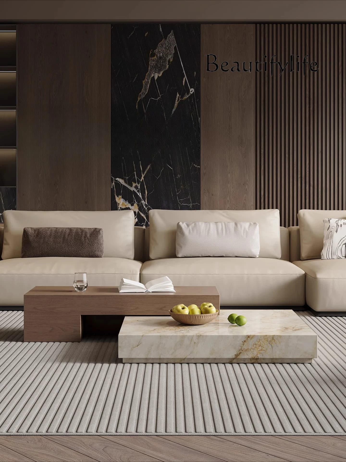 Modern living room Home coffee table Retractable combination coffee table Italian minimalist creative modern coffee table