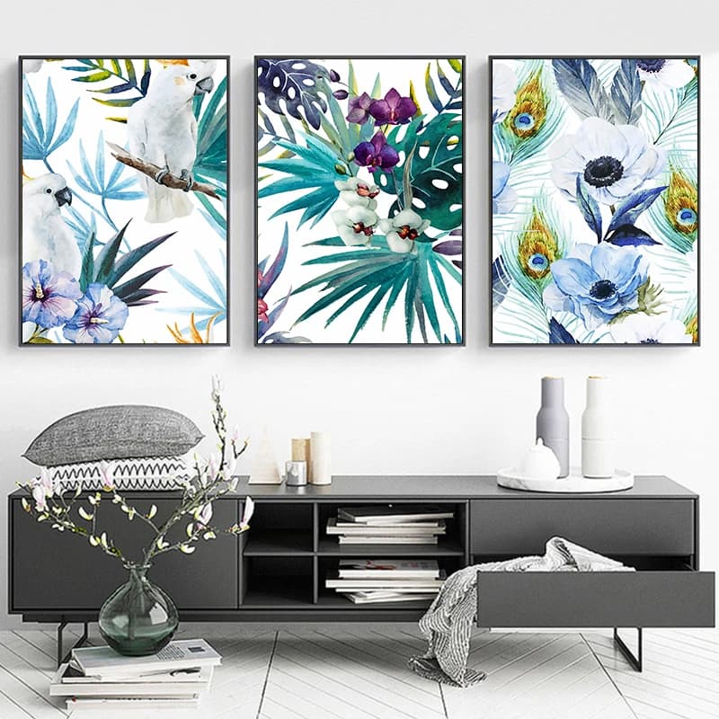 3pcs Abstract Canvas Poster Pictures Nordic Plants Flowers Modern Living Room Dining Room Office Interior Home Decoration