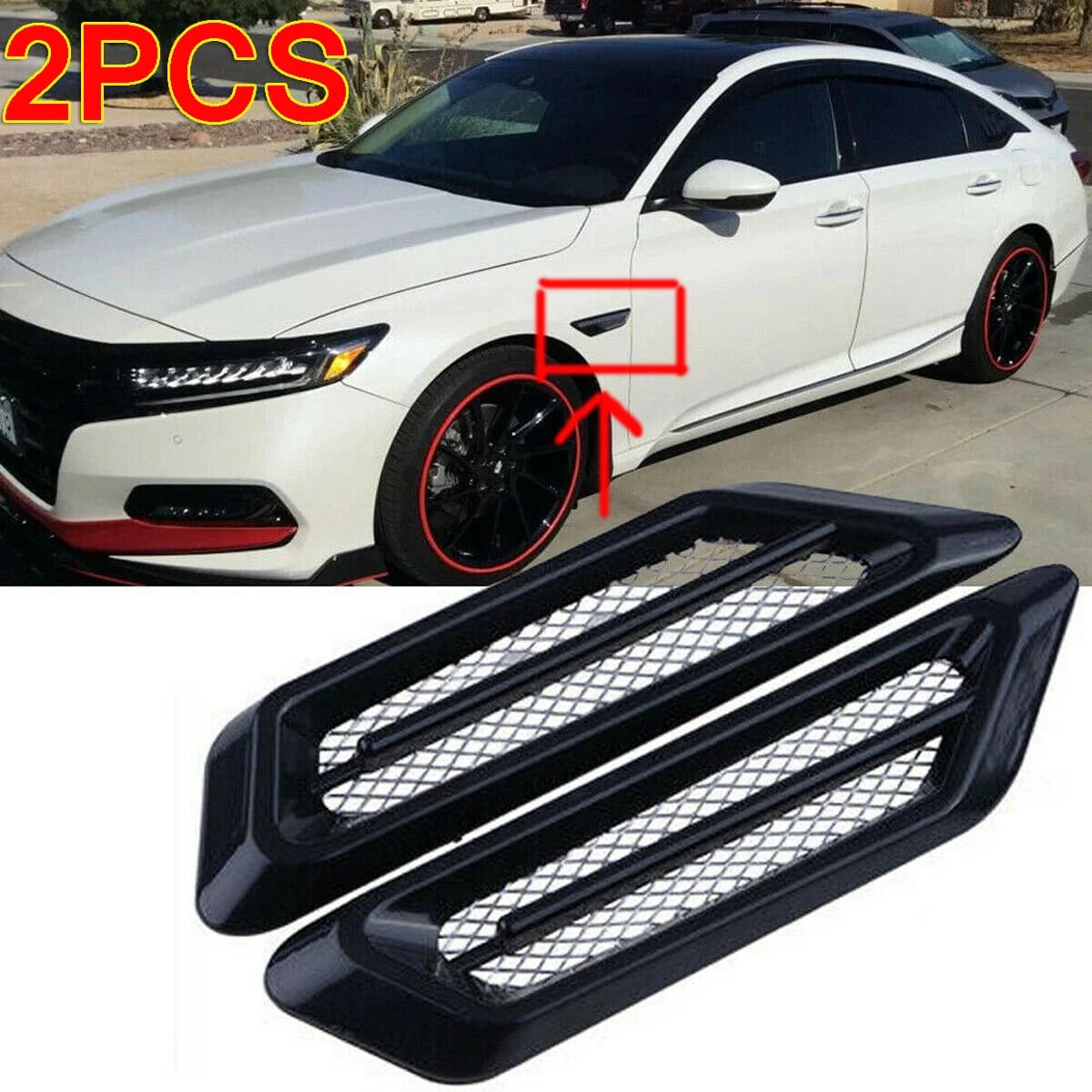 2Pcs Car Exterior Air Intake Flow Side Fender Vent Wing Cover Trim Tuning Car Styling Shark Gill ABS 3D Decoration Sticker DIY