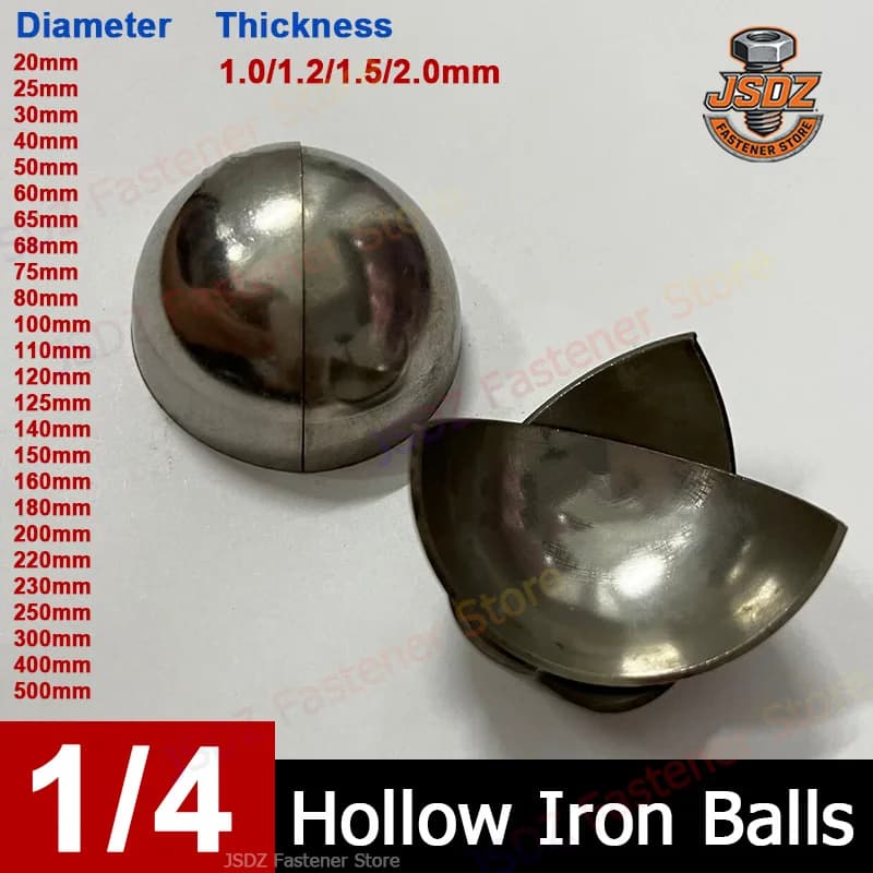 1pcs 1/4 Iron Ball Sheet OD 20-500mm Hollow One Quarter Ball Ironwork Spraying Welding Decoration Sealing Plug Steel 1/4 BallCap