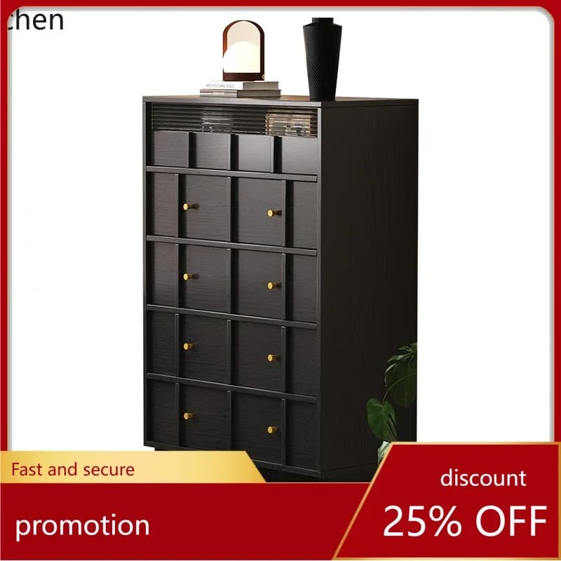 HT medieval solid wood chest of drawers, bedroom storage locker, living room side chest of drawers