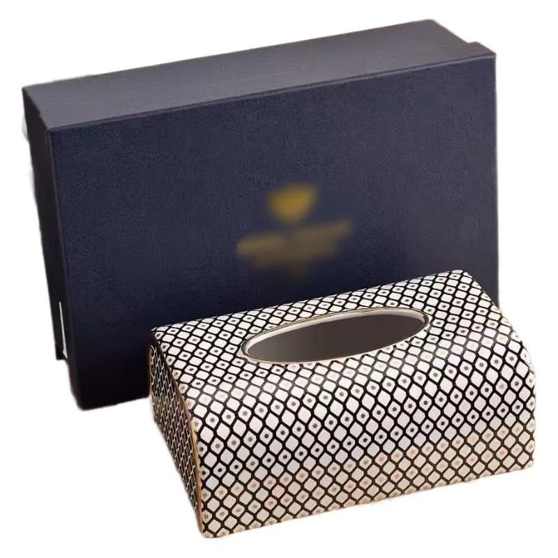 Light luxury tissue box, living room coffee table dining table ornament decoration creative housewarming gift, household ceramic